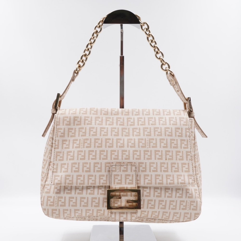 RARE Fendi Zucchino Spalmati Forever Mama Baguette Crema Ecru